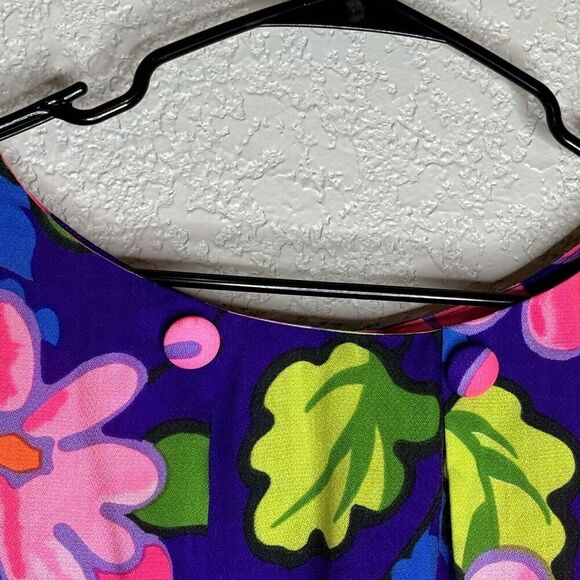 Authentic Vintage Hawaiian Dress 60’s 70’s Psychedelic Maxi Tropical Barkcloth M - Picture 4 of 12